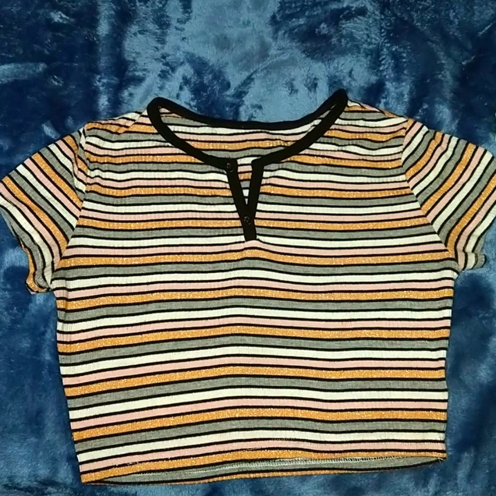 Striped ribbed crop top